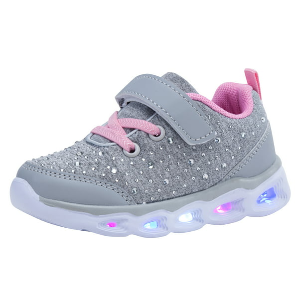 LED Flashing Light up Shoes unisex Sneakers Trainers GREY High-Top Hi003